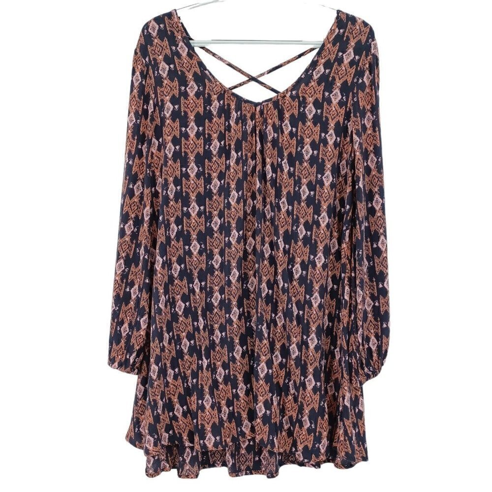 Billabong Tribal Print Shift Dress Women's XS Mini Boho Festival Hippie Beach